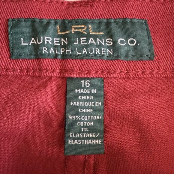 LRL Jeans Ralph Lauren Women's SZ 16 Red Straight Stretch Cropped/Ankle - Picture 8 of 14
